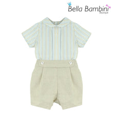 Load image into Gallery viewer, Baby Ferr Boys Beige Stripe Short Set