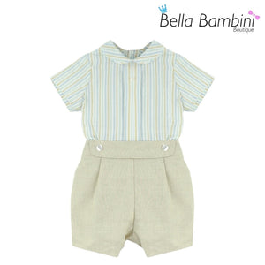 Baby Ferr Boys Beige Stripe Short Set