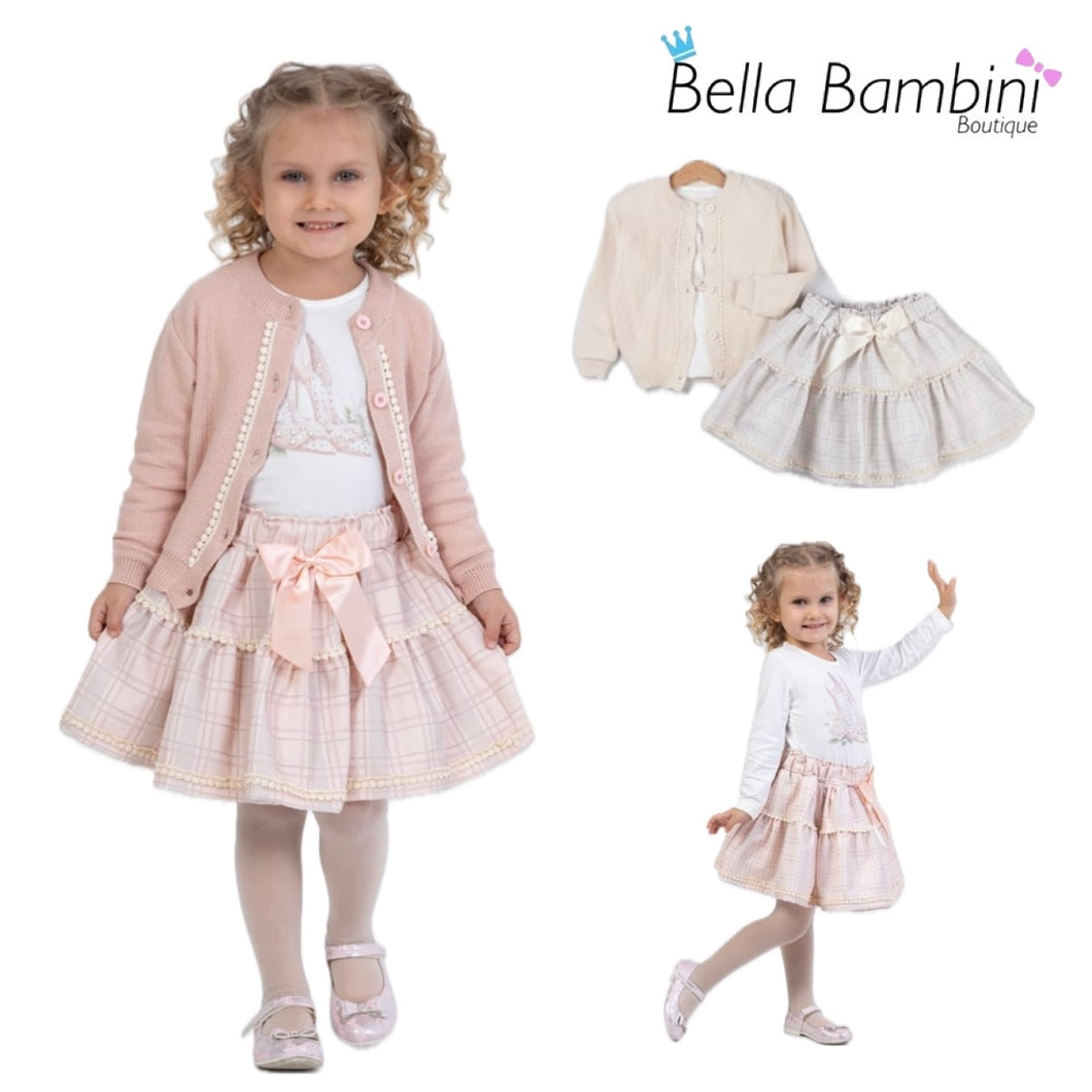 Neon Kids Check Skirt Set