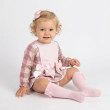 Load image into Gallery viewer, Ceyber Baby Girls Pink Check Double Bow Dress
