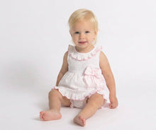Load image into Gallery viewer, Calamaro Baby Girls Pink &amp; White Bow Dress Set