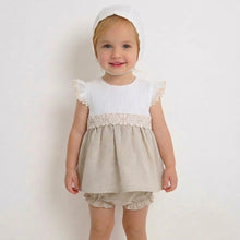 Load image into Gallery viewer, Baby Ferr Baby Girls Beige Dress &amp; Bloomers