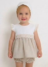 Load image into Gallery viewer, Baby Ferr Baby Girls Beige Dress &amp; Bloomers