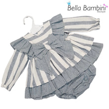 Load image into Gallery viewer, Ceyber Baby Girls Grey Stripe Dress