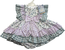 Load image into Gallery viewer, Ceyber Girls Lilac Floral Gingham Dress
