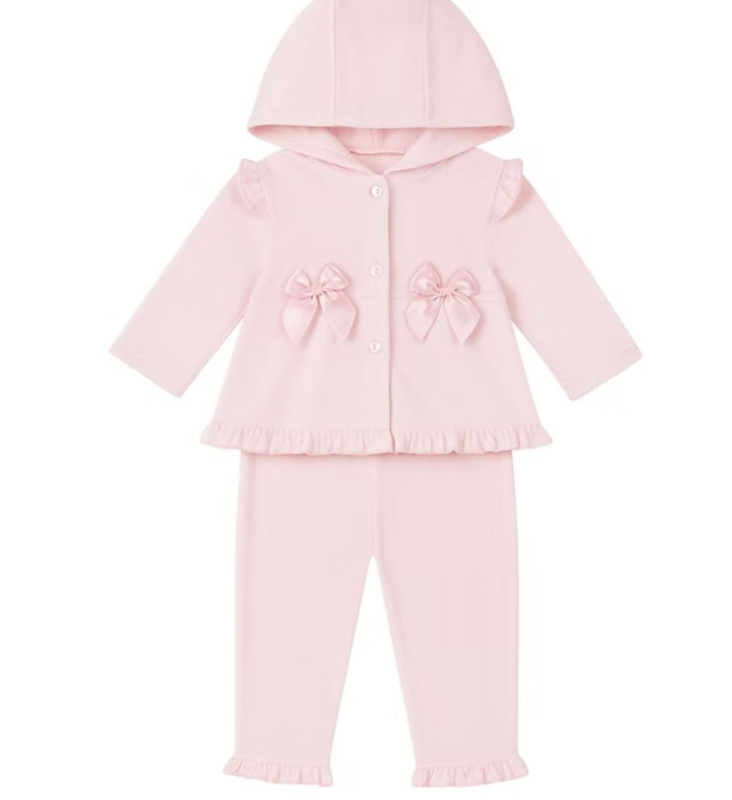 Baby Girls Bow Hooded Velour Set