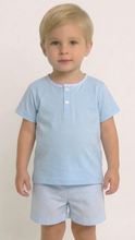 Load image into Gallery viewer, Rapife Older Boys Blue Gingham Short Set