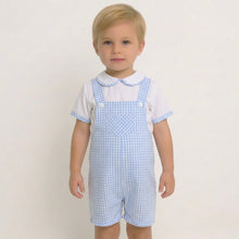 Load image into Gallery viewer, Baby Ferr Baby Boys Blue Gingham Romper Set