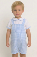 Load image into Gallery viewer, Baby Ferr Baby Boys Blue Gingham Romper Set