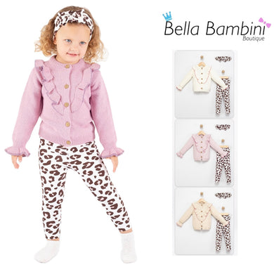 Babymy Baby Girls Leopard Knitwear Set