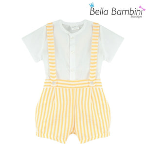 Baby Ferr Boys Yellow Stripe H Bar Short Set