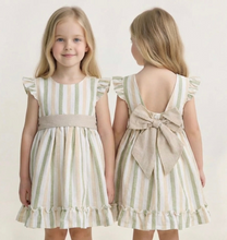 Load image into Gallery viewer, Baby Ferr Older Girls Beige Stripe Dress