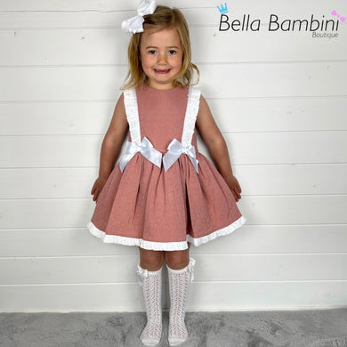Ceyber Girls Dusky Pink Double Bow Dress
