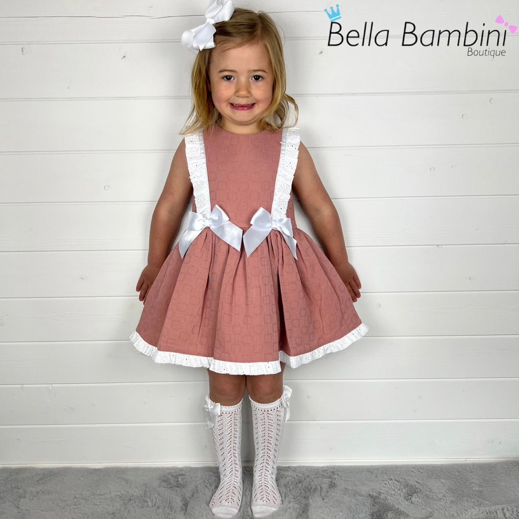 Ceyber Girls Dusky Pink Double Bow Dress
