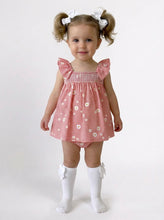Load image into Gallery viewer, Sardon Baby Girls Peach Gingham Daisy Dress