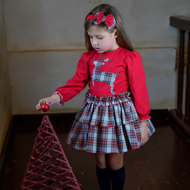 Dbb Collection Older Girls Red Tartan Reindeer Dress