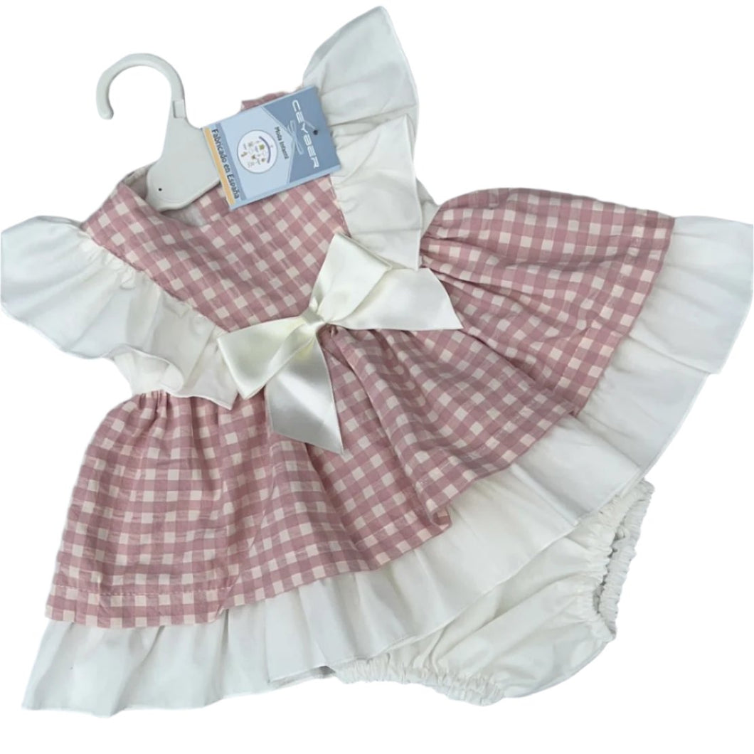 Ceyber Baby Girls Dusky and Cream Dress 6M