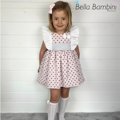 Ceyber Girls Pink Polka Frill Shoulder Dress