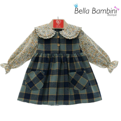 Del Sur Baby Girls Mustard Floral Shirt Dress
