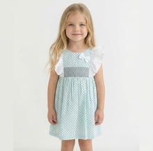 Load image into Gallery viewer, Ceyber Girls Mint Star Frill Shoulder Dress