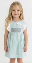 Load image into Gallery viewer, Ceyber Girls Mint Star Frill Shoulder Dress