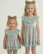 Load image into Gallery viewer, Ceyber Girls Mint and Pink Frill Collar Dress