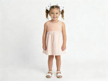 Load image into Gallery viewer, Calamaro Girls Peach Stripe Dress