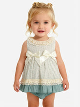 Load image into Gallery viewer, Ceyber Baby Girls Green and Cream Dress