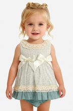 Load image into Gallery viewer, Ceyber Baby Girls Green and Cream Dress