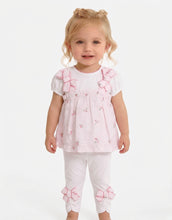 Load image into Gallery viewer, Mintini Girls Pink Crinkle Floral Dress &amp; Leggings
