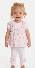 Load image into Gallery viewer, Mintini Girls Pink Crinkle Floral Dress &amp; Leggings