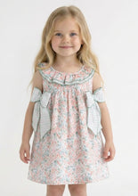 Load image into Gallery viewer, Calamaro Girls Mint Floral Bow Dress