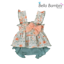 Load image into Gallery viewer, Calamaro Baby Girls Sage and Orange Smocked Jam