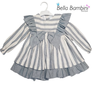 Ceyber Older Girls Grey Stripe Dress