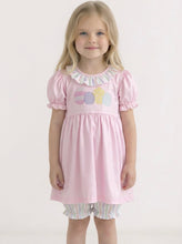 Load image into Gallery viewer, Easter Girls Pink Pastel Stripe Egg Dress &amp; Bloomers