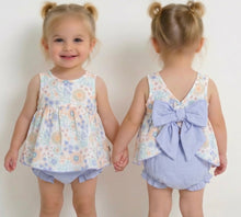 Load image into Gallery viewer, Calamaro Baby Girls Blue Floral Dress Set