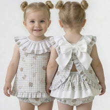 Load image into Gallery viewer, Ceyber Baby Girls Greige Teddy Open Back Jam Set