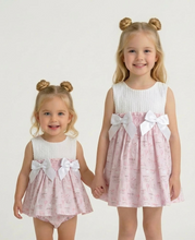 Load image into Gallery viewer, Ceyber Girls Pink Carousel Double Bow Dress