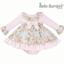 Load image into Gallery viewer, Wee Me Baby Girls Blue and Pink Floral Dress