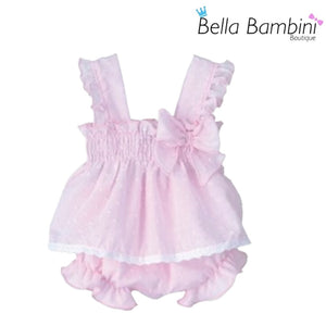 Calamaro Baby Girls Pink Smocked Jam