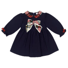 Load image into Gallery viewer, PRE ORDER Deolinda Navy Tartan Bow Dress