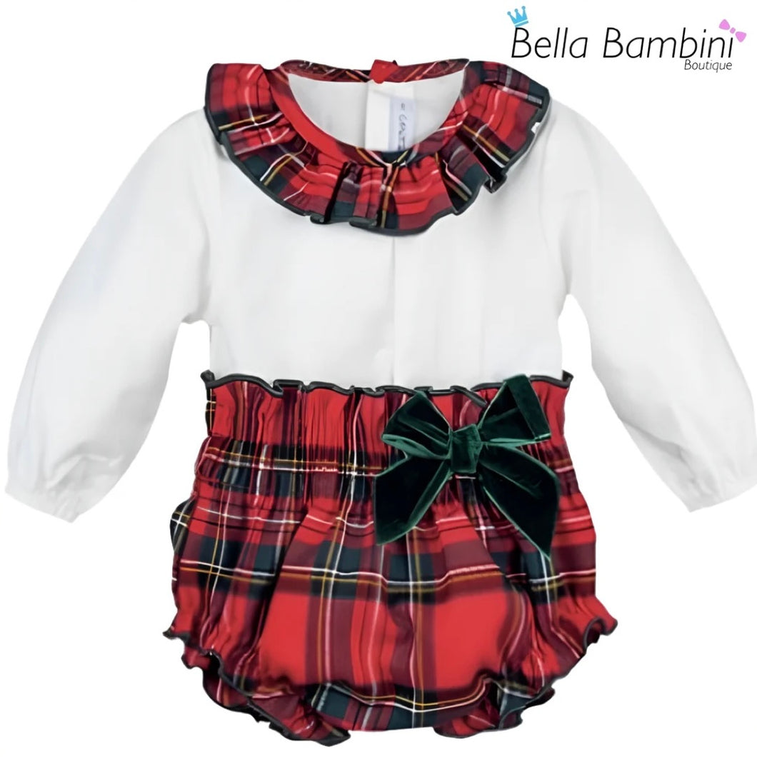 Calamaro Baby Girls Red Tartan Jam Set