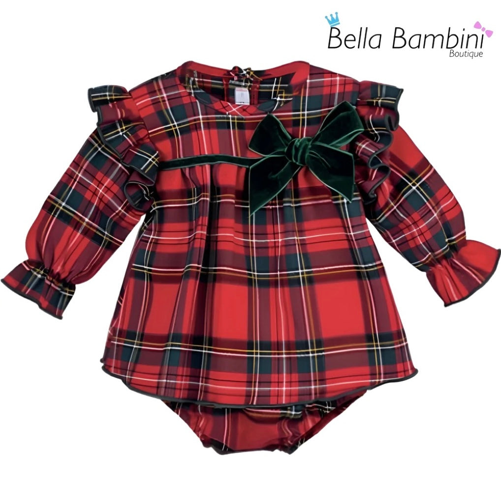 Calamaro Baby Girls Red Tartan Dress