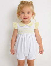 Load image into Gallery viewer, Blues Baby White Smock Daisy Romper