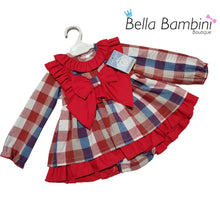 Load image into Gallery viewer, Ceyber Baby Girls Red and Blue Check Dress