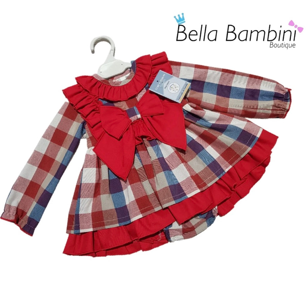 Ceyber Baby Girls Red and Blue Check Dress