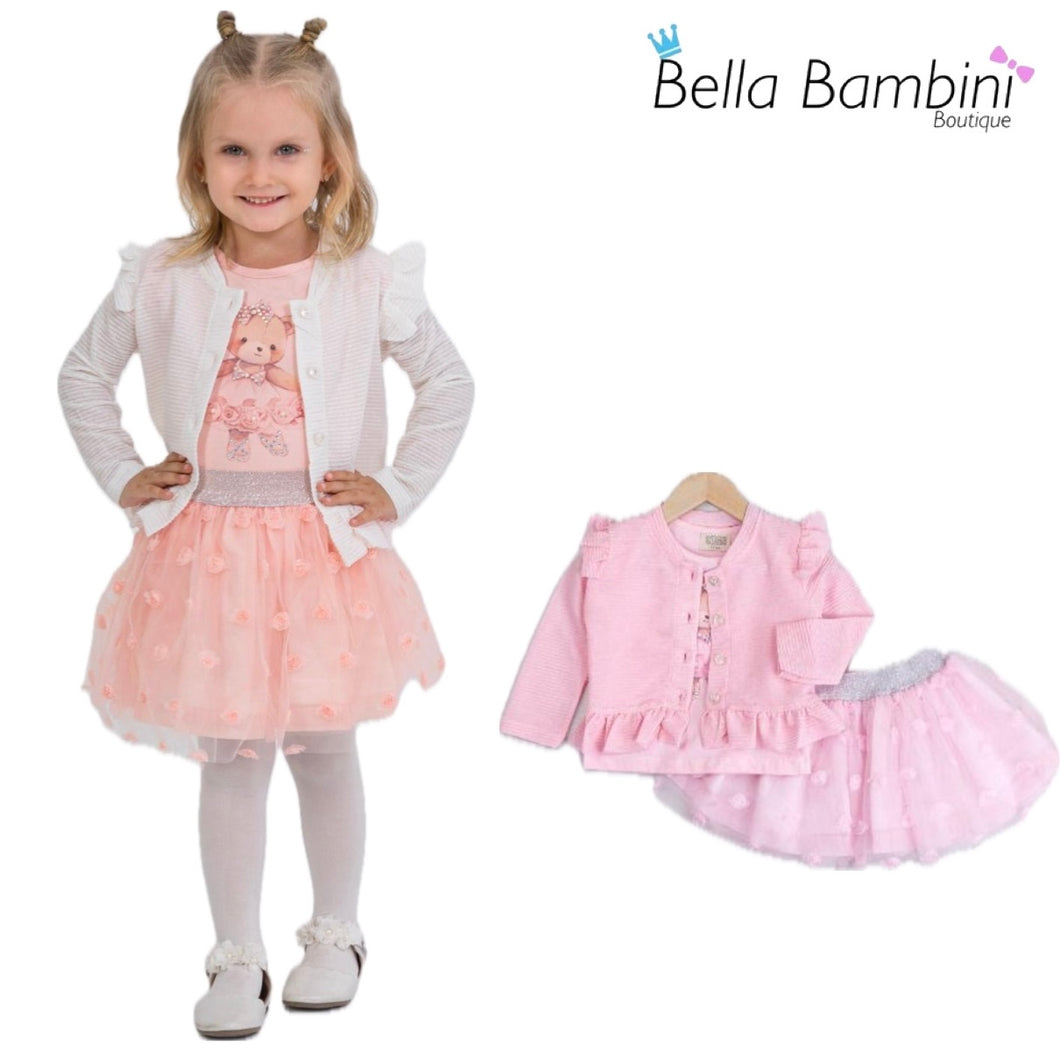 Neon Kids Ballet Bear Cardigan Skirt Set