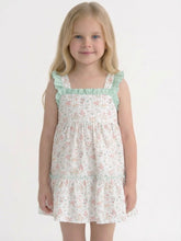 Load image into Gallery viewer, Babidu Girls Floral Mint Gingham Dress