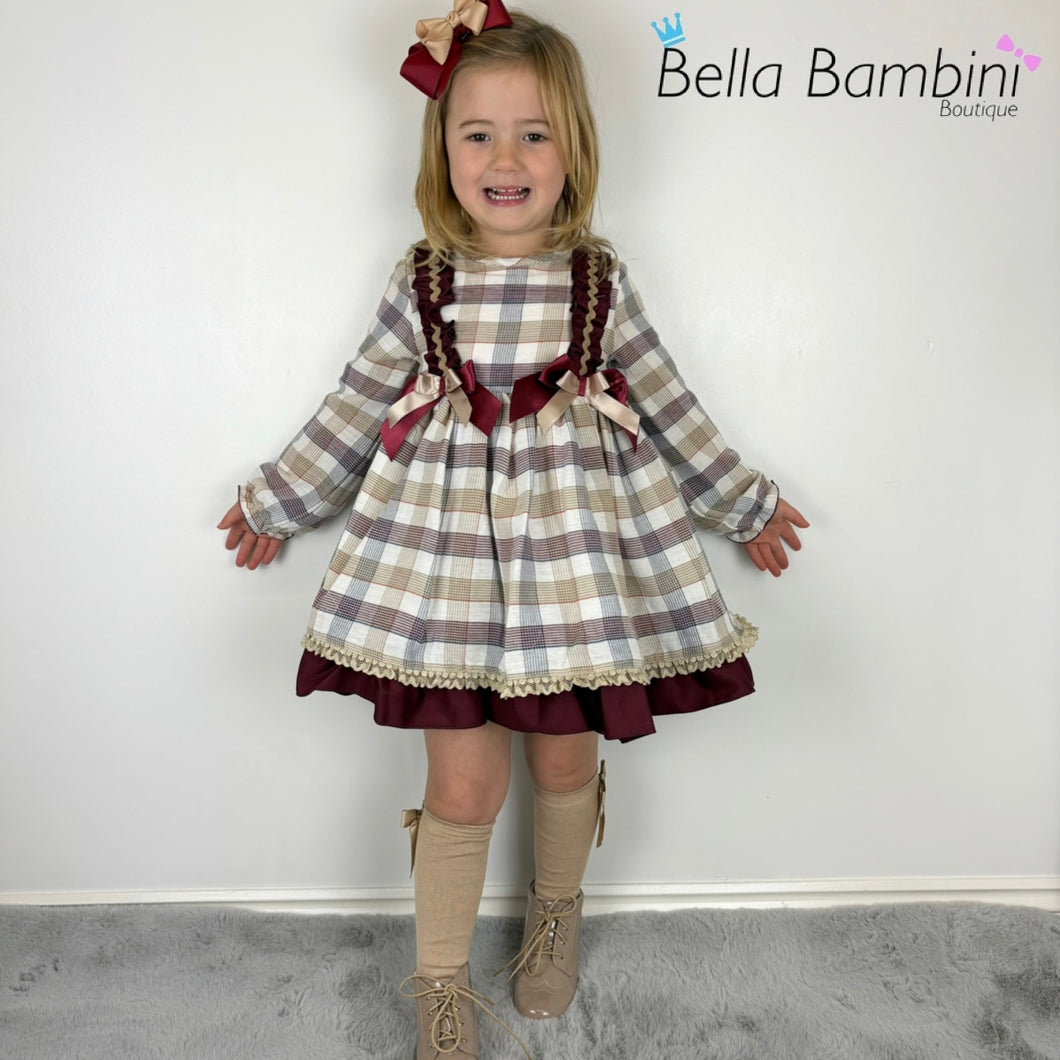 Ceyber Burgundy & Tan Dress