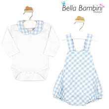 Load image into Gallery viewer, Rapife Baby Boys Blue Check Romper Set